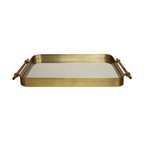 Modern Lipped Polished Brass Serving Tray
