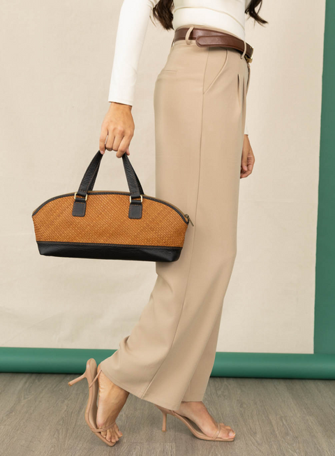 Casual Geometric Handwoven Baguette Bag with Zipper