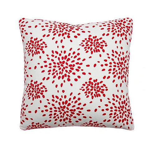 Scalamandré Fireworks Pillow | Red on White