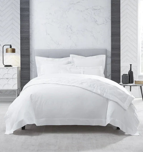 Minimalist Solid Cotton Percale Fitted Sheet with Hemstitching