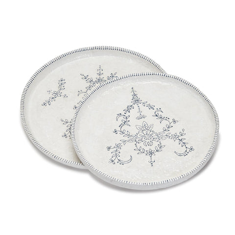 Two's Company Two's Company Mediterranean Flower Print Serving Platter - Set of 2