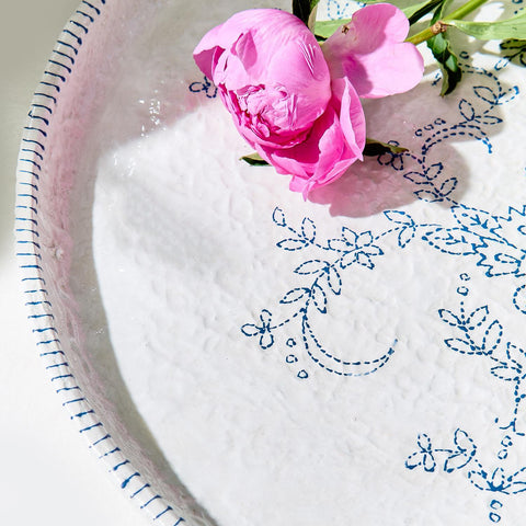 Two's Company Two's Company Mediterranean Flower Print Serving Platter - Set of 2