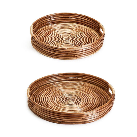 Two's Company Bohemian Organic Handmade Natural Crafted Serving Tray - Set of 2
