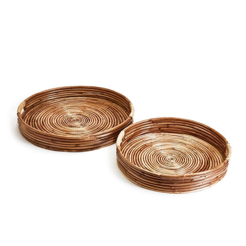 Two's Company Bohemian Organic Handmade Natural Crafted Serving Tray - Set of 2