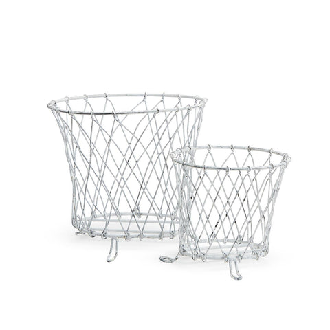 Coastal Handcrafted Geometric Round Decorative Basket Set of 2