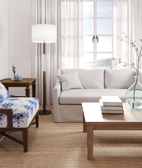 Severn Modern Column Floor Lamp in Brass