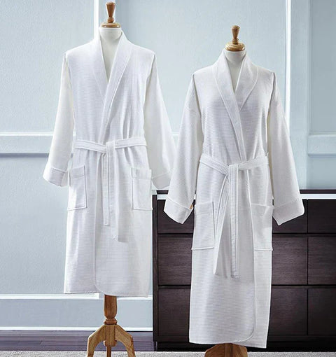 Waffle Shawl Collar Belted Bathrobe with Pockets