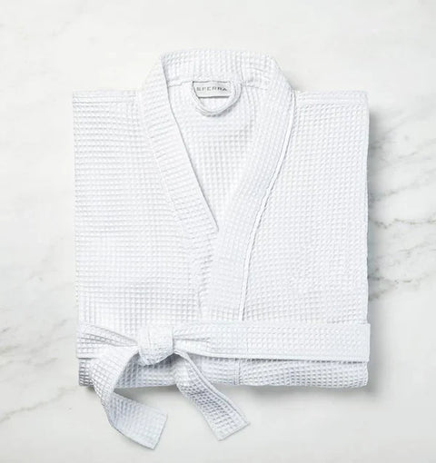 Waffle Textured Shawl Collar Bathrobe with Belt and Pockets