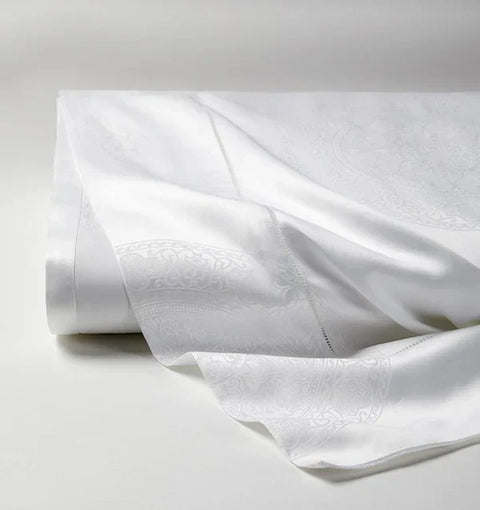 Traditional Floral Egyptian Cotton Flat Sheet with Hemstitching
