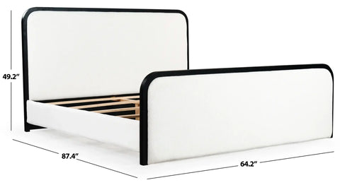 Safavieh Contemporary Karolina Upholstered Panel Bed in White - Low Profile - Queen