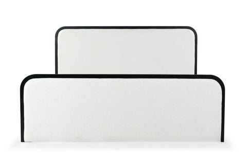 Safavieh Contemporary Karolina Upholstered Panel Bed in White - Low Profile - Queen