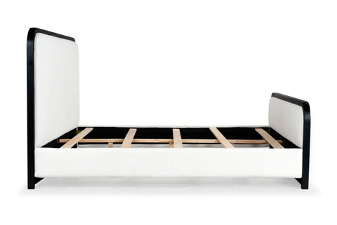 Safavieh Contemporary Karolina Upholstered Panel Bed in White - Low Profile - Queen