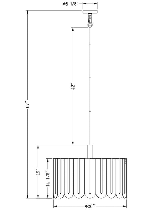 Sheldon Modern Drum Chandelier with Fluted Scallop Trim