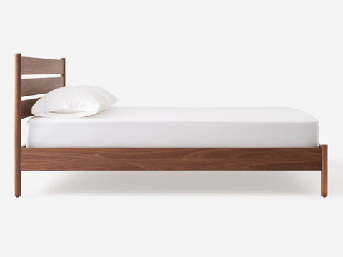EQ3 Minimalist Monarch Slat Platform Bed in Walnut - King - King - Queen