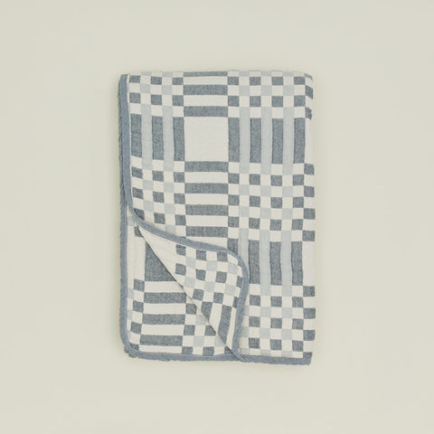 SIMPLE PLAID BLANKET - SKY/PEACOCK