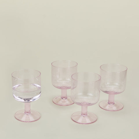 SIMPLE SEEDED GLASSWARE - SET OF 4, BLUSH