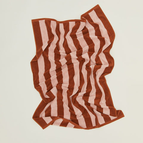 SIMPLE STRIPED TERRY TOWELS - BLUSH/TERRACOTTA