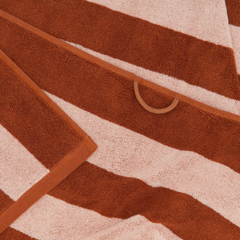 SIMPLE STRIPED TERRY TOWELS - BLUSH/TERRACOTTA