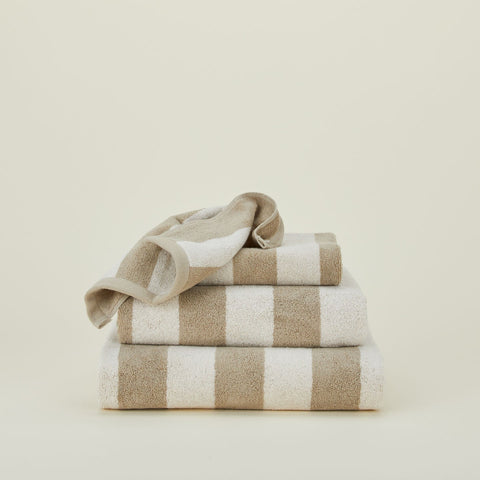 SIMPLE STRIPED TERRY TOWELS - IVORY/FLAX