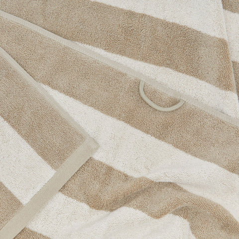 SIMPLE STRIPED TERRY TOWELS - IVORY/FLAX
