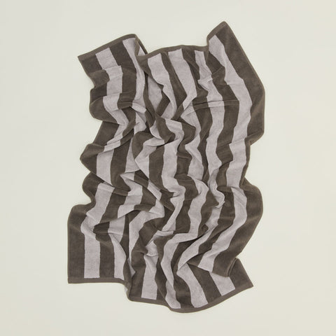 SIMPLE STRIPED TERRY TOWELS - LIGHT GREY/DARK GREY