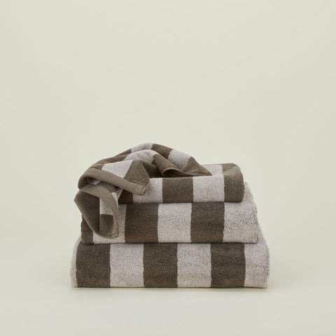 SIMPLE STRIPED TERRY TOWELS - LIGHT GREY/DARK GREY