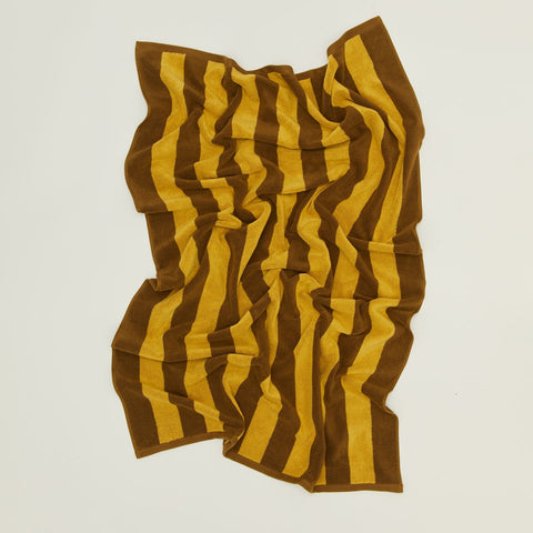SIMPLE STRIPED TERRY TOWELS - MUSTARD/BRONZE