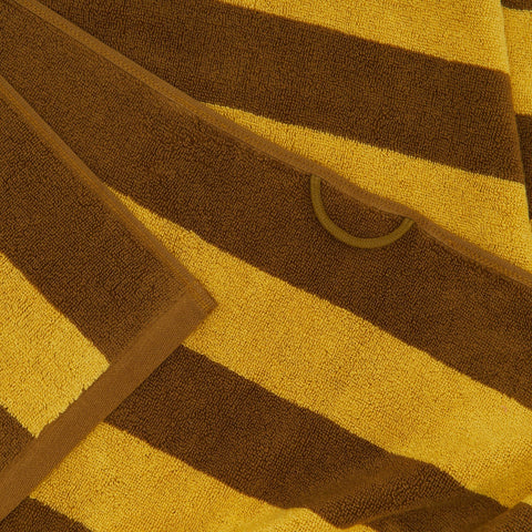 SIMPLE STRIPED TERRY TOWELS - MUSTARD/BRONZE