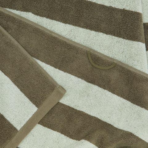SIMPLE STRIPED TERRY TOWELS - OLIVE/SAGE