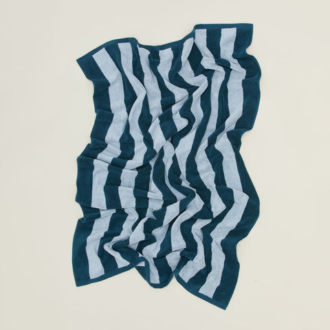 SIMPLE STRIPED TERRY TOWELS - SKY/PEACOCK