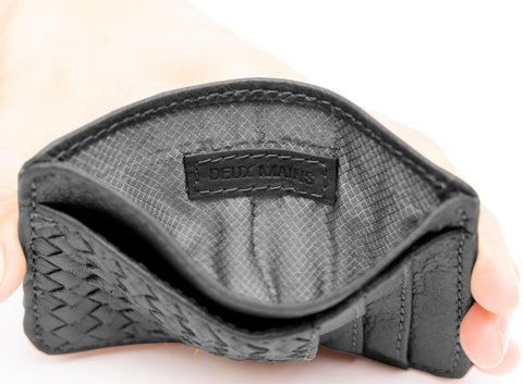 Braided Zip Top Lined Pouch with Pocket