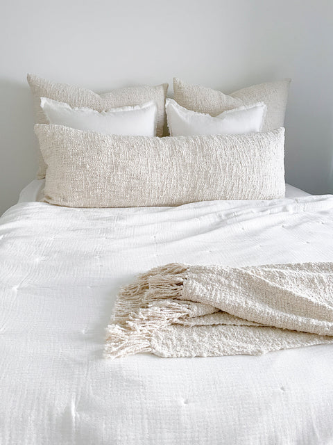 Monochromatic Minimalist Handwoven Lumbar Pillow Cover