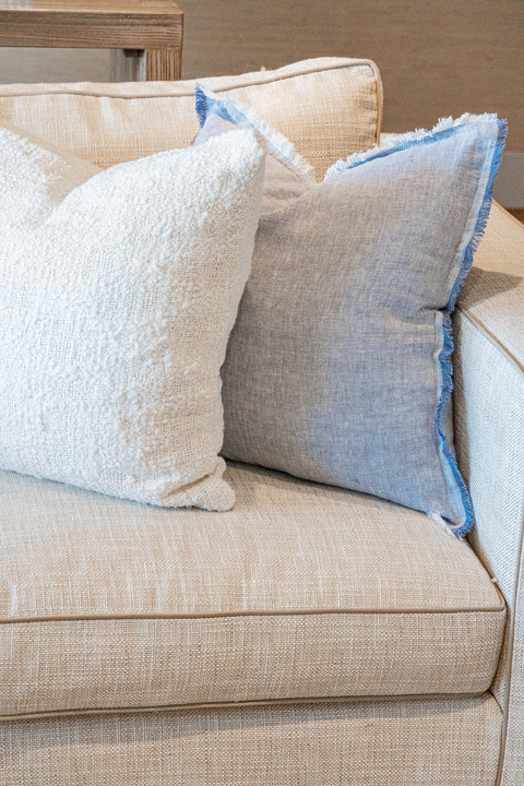 Anaya Monochromatic Scandinavian Linen Fringe Accent Pillow - 26X 26 - 20 x 20 - 14 x 20