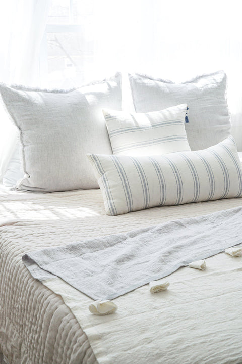 Anaya Monochromatic Scandinavian Linen Accent Pillow with Fringe - 14 x 20 - 20 x 20 - 26X 26