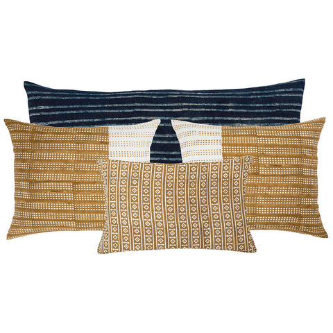 Filling Spaces Artful Traditionalist Modern Hand Block Print Accent Pillow - 18 x 18 - 20 x 20 - 22 x 22 - 24 x 24 - 26X 26 - 14 x 20 - 14 x 40 - 18 x 40 - 16 x 50