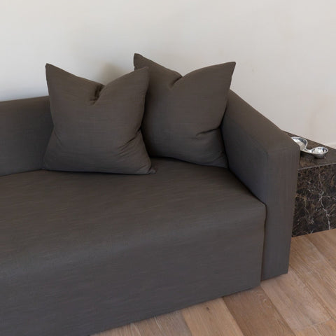 Modern Tuxedo Sofa in Off The Press Ash Upholstered Fabric