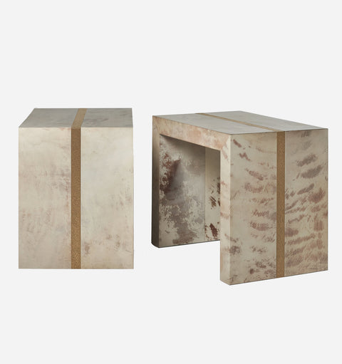 EJ Victor Victor Monaco Modern Stripe Rectangle Center Accent Table - 26 W