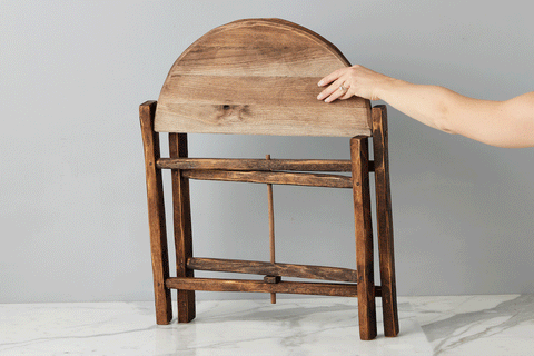 etúHOME Space Saving Rustic Foldable Curved Center Table