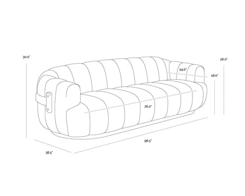 Tadeo Contemporary Curved Arm Standard Sofa