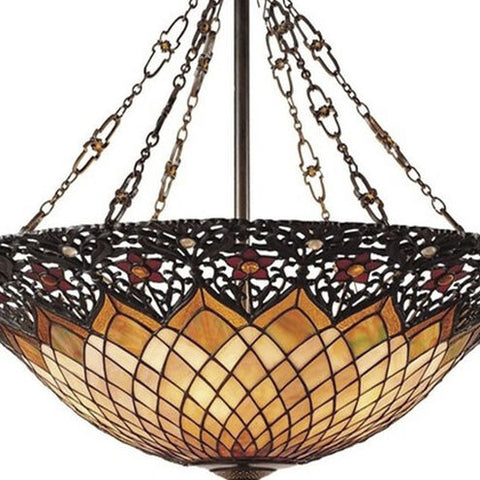 Adriana Tiffany Chandelier with Art Glass Bowl Ceiling Light