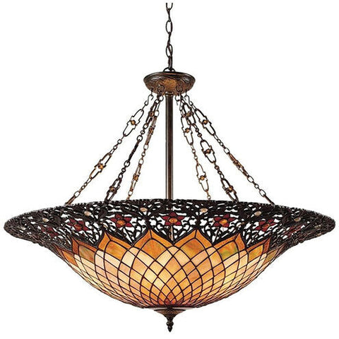 Adriana Tiffany Chandelier with Art Glass Bowl Ceiling Light