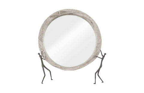 Organic Handcrafted Round Accent Mirror for Living Room