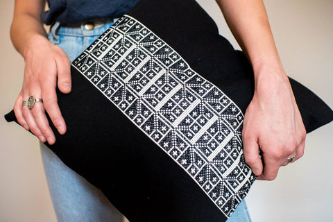 Artful Traditionalist Bohemian Embroidery Square Pillow Cover