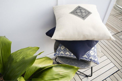 Powered by People Artful Traditionalist Bohemian Handcrafted Embroidery Pillow Cover - 18 x 18