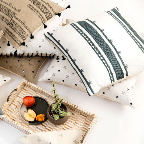 Filling Spaces Artful Traditionalist Bohemian Hand Block Print Accent Pillow - 18 x 18 - 20 x 20 - 22 x 22 - 24 x 24 - 26X 26 - 14 x 20 - 14 x 40 - 18 x 40 - 16 x 50