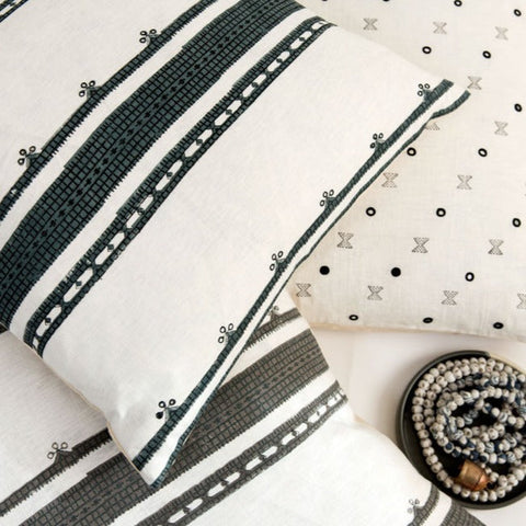 Filling Spaces Artful Traditionalist Bohemian Hand Block Print Accent Pillow - 18 x 18 - 20 x 20 - 22 x 22 - 24 x 24 - 26X 26 - 14 x 20 - 14 x 40 - 18 x 40 - 16 x 50