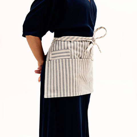 Waist Stripe Apron with Pockets and Utility Loop