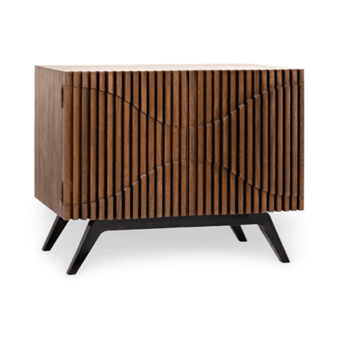 Mid Century Modern Geometric Walnut Sideboard Cabinet