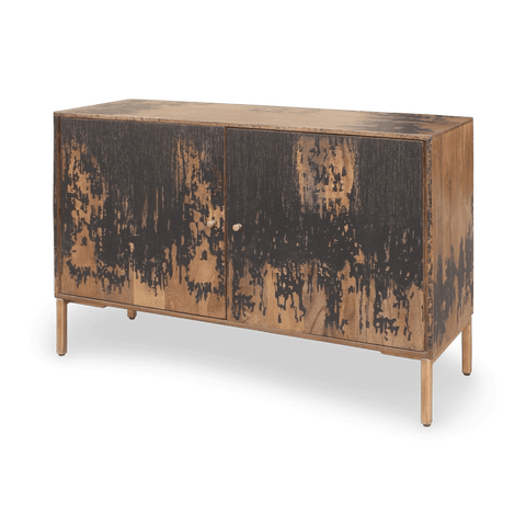 Rustic Distressed Sideboard with Knob Handles Cabinet