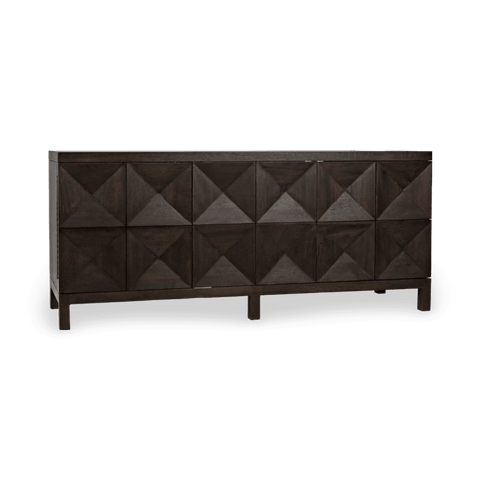 Ebony Geometric Walnut Sideboard Cabinet